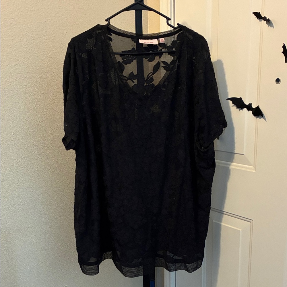 EVRI Black Sheer Lace Blouse